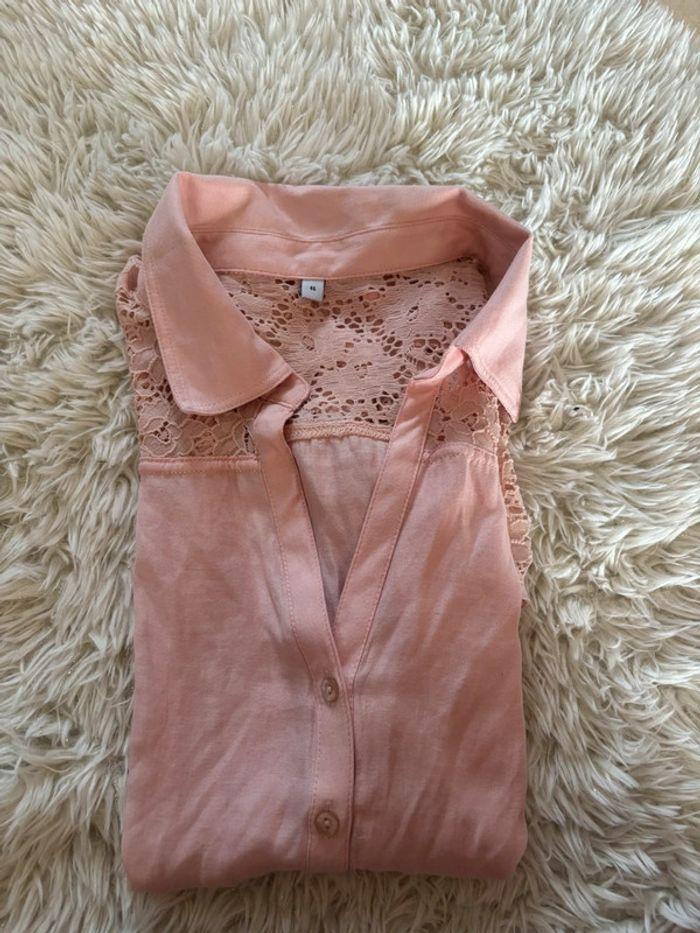 Jolie chemise manches courtes rose taille 46 - photo numéro 6