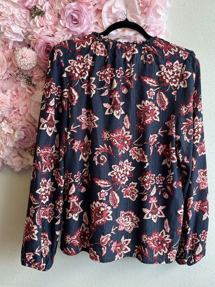 Blouse bohème Creeks marine avec imprimé floral rose et crème t.42 - photo numéro 4