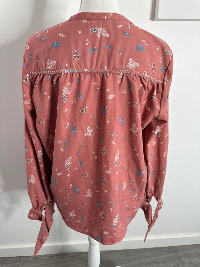 Blouse à manches longues imprimés fleurs vieux rose Tissaia T42 XL - photo numéro 4