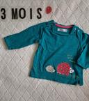 T-shirt manches longues thème hérisson Gemo fille 3 mois