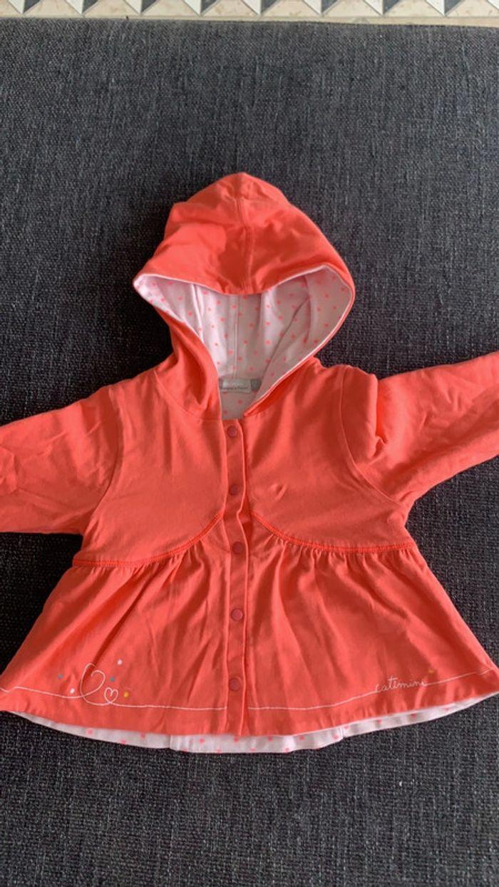 Veste à capuche catimini rose/corail, catimini, 12 mois en très bon état - photo numéro 1