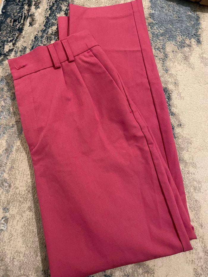 Pantalon droit taille haute rose - photo numéro 3