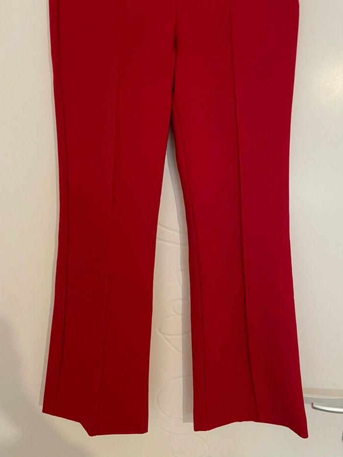 Pantalon taille haute coupe flare bas large évasé rouge mango taille 34 - photo numéro 3