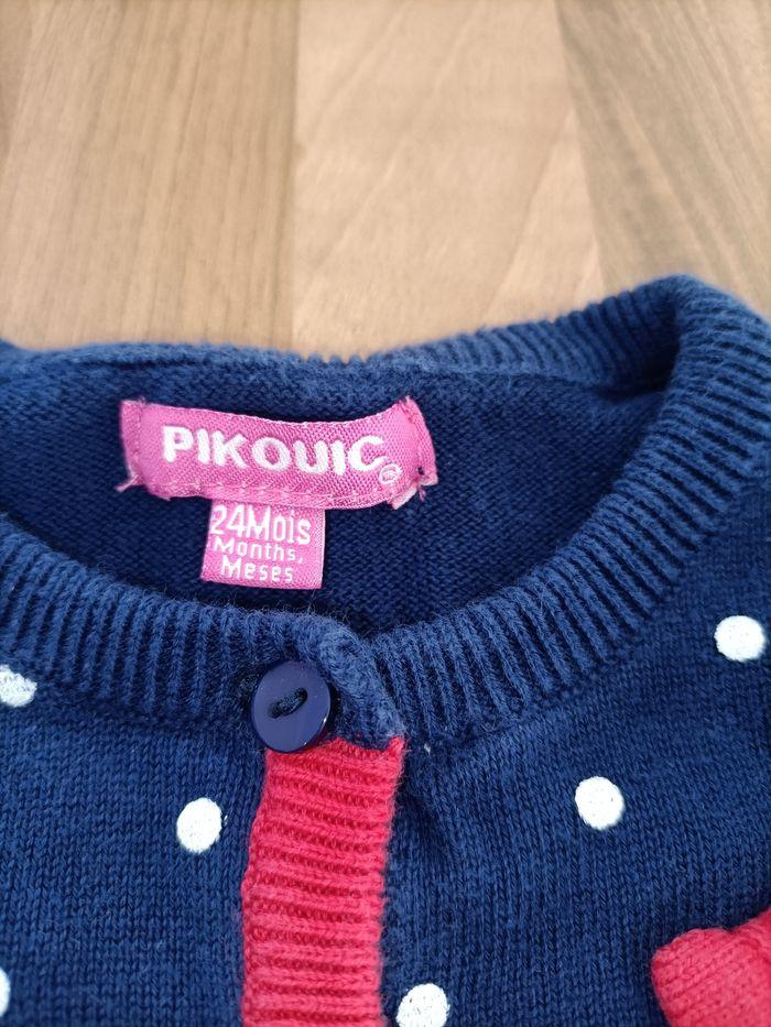 Gilet pikouic bleu marine pois blanc 2 ans - photo numéro 5