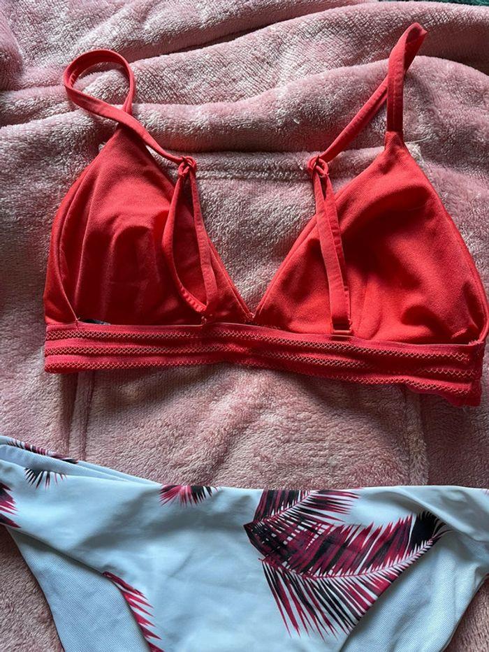 Maillot de bain deux pièces rose et blanc - photo numéro 2