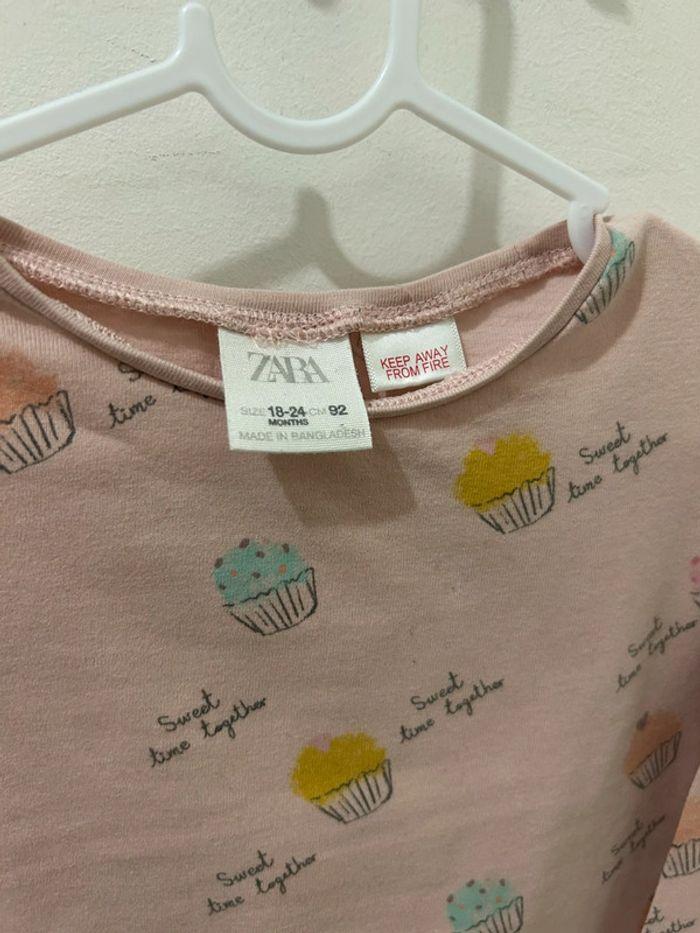 T-shirt manche longue cupcake vieux rose Zara 18/24 mois 92cm - photo numéro 2