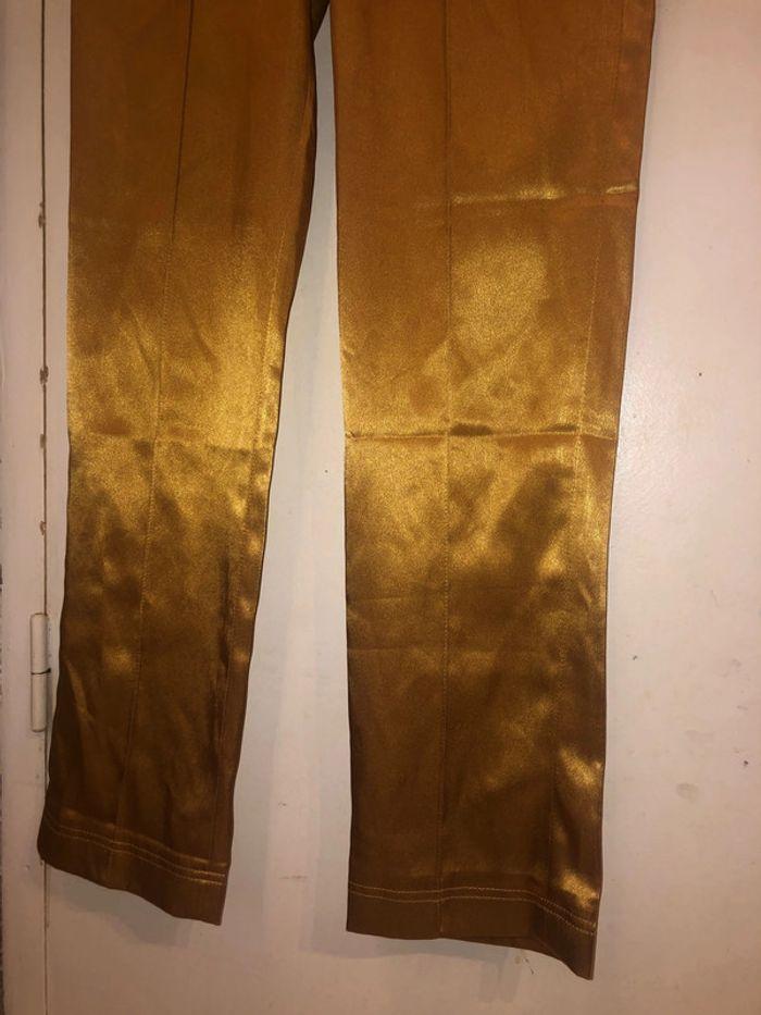 Pantalon tailleur doré soie 34 - photo numéro 7