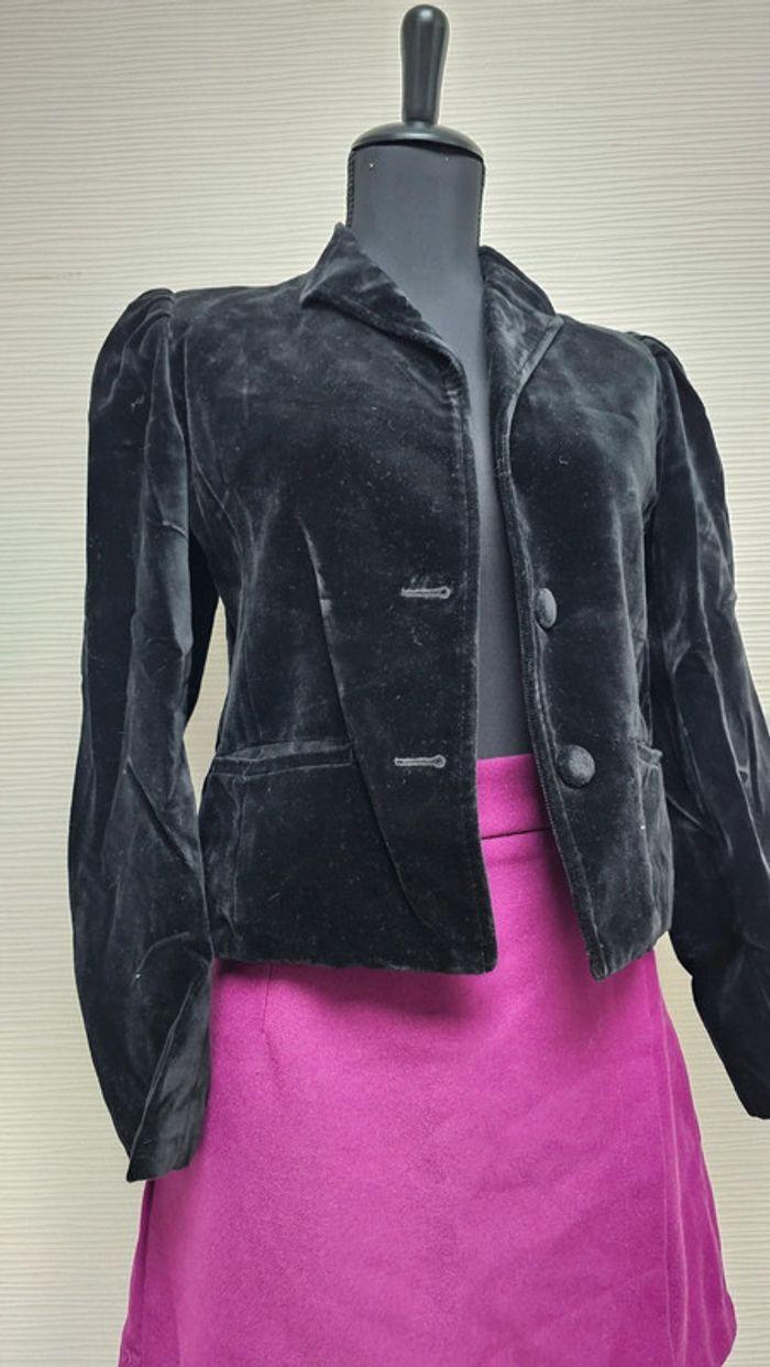 Veste blazer velours noire vintage Lasserre - photo numéro 3