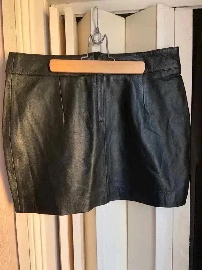 Mini jupe en cuir noire La redoute taille 40 neuve - photo numéro 5