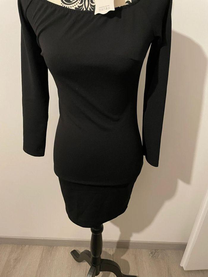 Robe extensible noir à manches longues col bateau et lien au cou neuf holala taille 36 - photo numéro 3