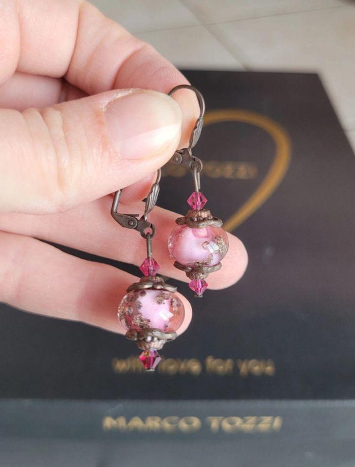 Boucles d'oreilles roses - photo numéro 2