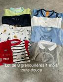 Lot de 8 grenouillères toutes douces 1 mois