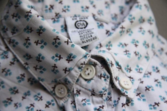 Vintage taille enfant 128 - 8A chemise à petit motif floral / végétal super mignonne en 100% coton ! - photo numéro 4