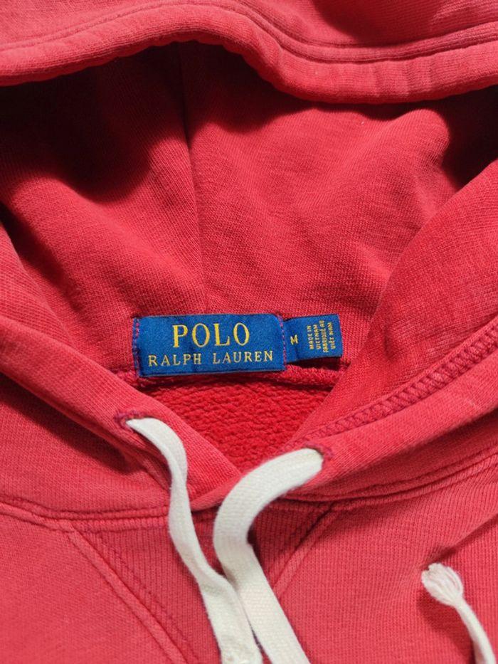 Sweat à Capuche Ralph Lauren 1967 Rouge Logo Brodé Bleu Taille M Homme - photo numéro 6