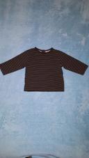 T-shirt manches longues marron et beige à rayures 9 mois Kitchoun