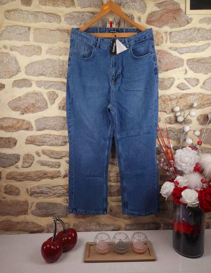 Jeans baggy taille haute blue mid wash Neuf avec étiquette Femme taille 44 marque Boohoo 🍬 - photo numéro 1