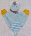 Doudou plat chauve-souris bleu et jaune - Milette