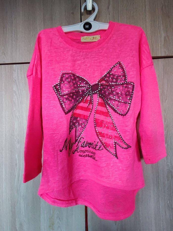 Pull rose  fluo noeud 8 ans enfant & style - photo numéro 1