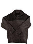 Pull col châle avec bouton noir et gris