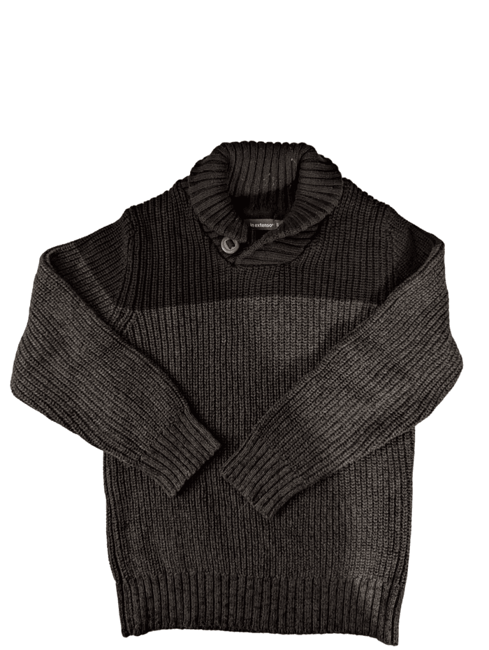 Pull col châle avec bouton noir et gris - photo numéro 1