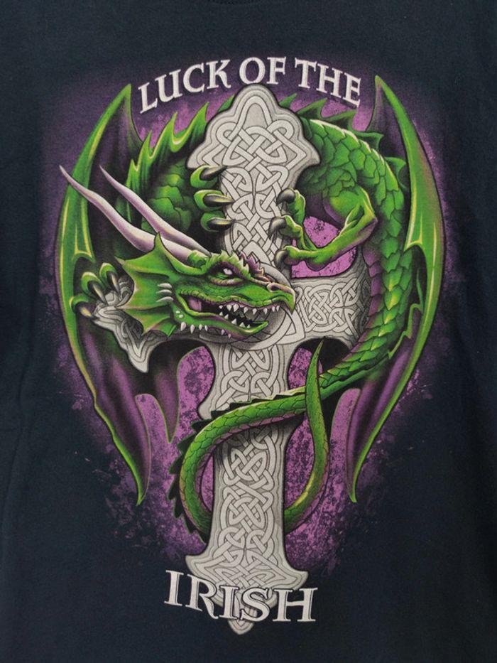 T-shirt Luck Of The Irish Dragon Y2k Noir Taille L Homme - photo numéro 2