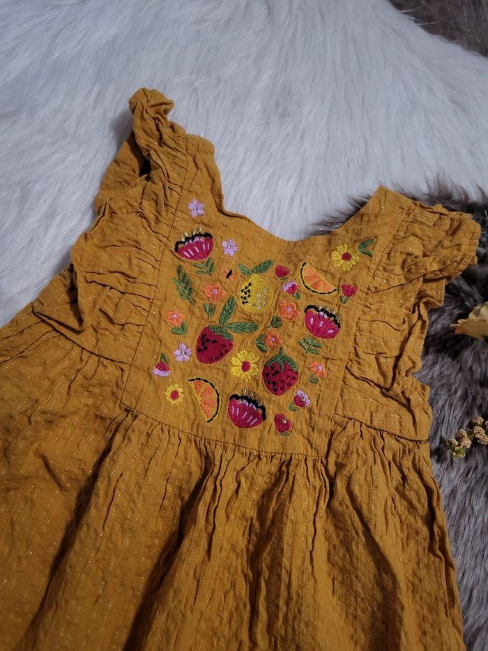 Robe d'été fleuris jaune moutarde fille taille 5 ans du pareil au même - photo numéro 3