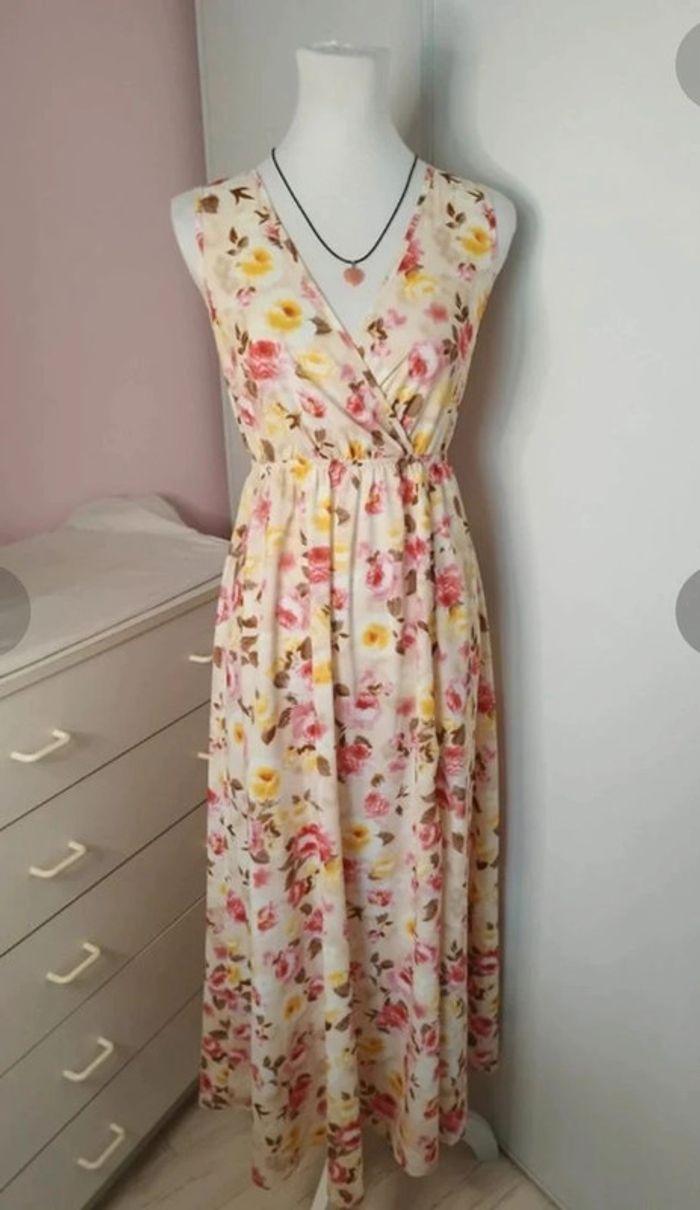 Robe longue fine a fleurs été et soirée fendue femme taille S, 36  💛 - photo numéro 19