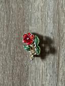 Broche/pin fleur rouge/red flower, état neuf/new, Vintage