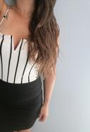 Body rayé noir et blanc culotte noire