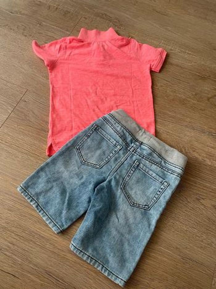 Ensemble polo rose et short en jeans - photo numéro 2