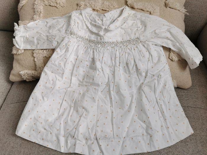 Robe Jacadi blanche à pois doré taille 3 mois - photo numéro 1