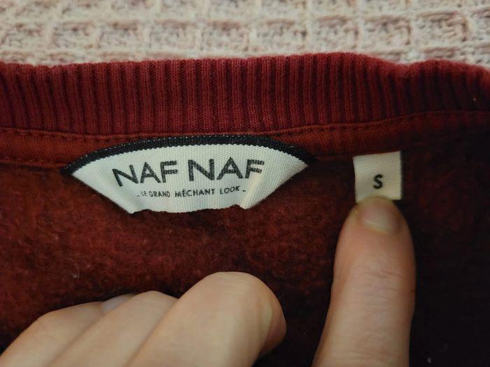 Sweat Naf Naf manches dentelle bordeaux taille S - photo numéro 3