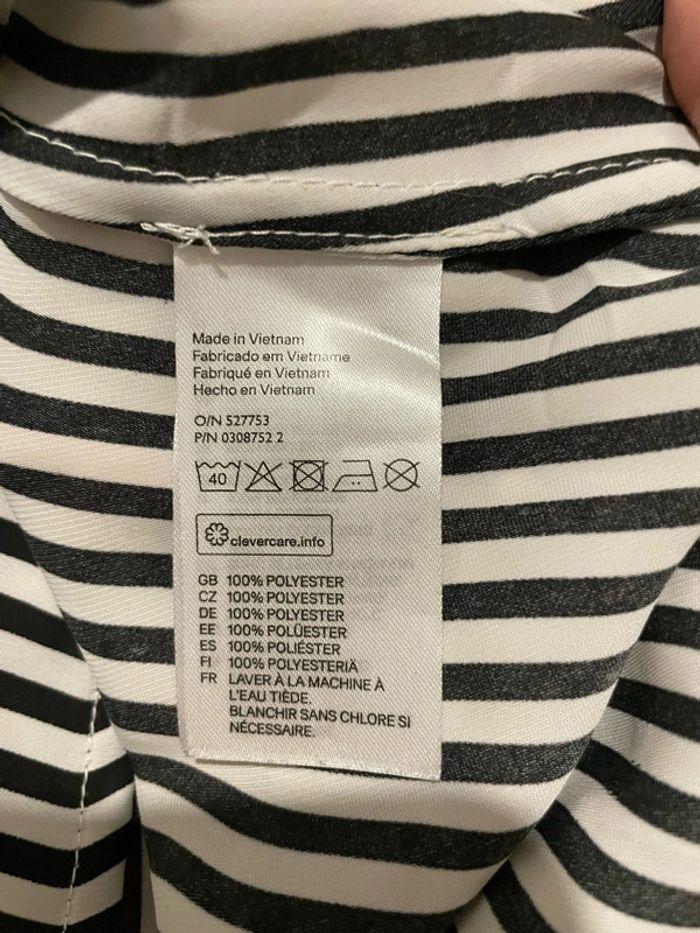 Chemise fluide ne se froisse pas blanc rayé noir à manches longues H&M taille 34 - photo numéro 5