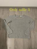 Pull gris manche longue en crochet transparent only taille S