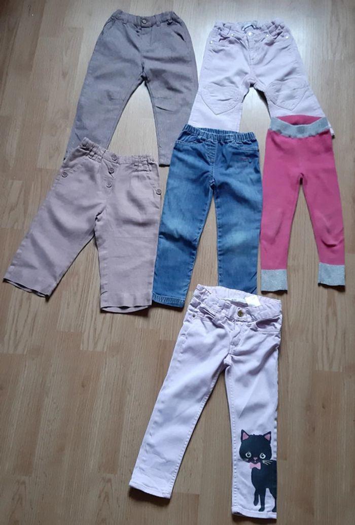 6 Pantalon en jeans-coton-legging fille / 6 meisjes broeken/legging - photo numéro 3