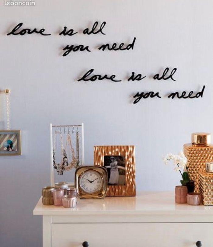 NEUF mantra love décoration murale acier noir all you need is love chambre ado bébé lot SOP77 - photo numéro 2