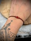 Bracelet en macramé et acier inoxydable avec pierre d’Agate et Jaspe rouge