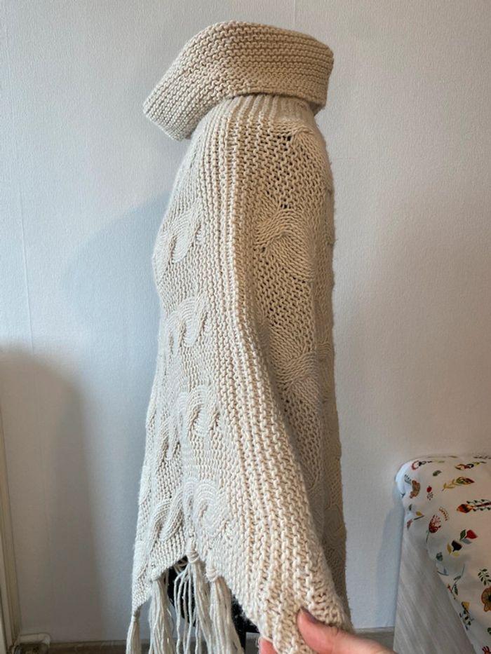 Poncho en maille tressée crème Dandara taille L / 40 - photo numéro 4