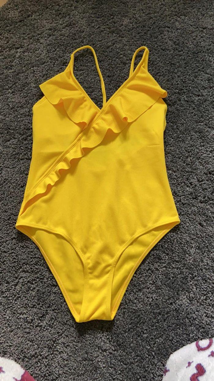 Maillot de bain femme jaune volant taille L - photo numéro 1