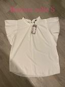 Blouse à manches courtes blanc volant manche et col neuf boohoo taille 36