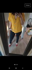 Superbe chemisier manches courtes oversize Anna Ellis taille s jaune