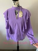 Blouse fluide à manches longues violet lilas volant épaule neuf New collection taille 38