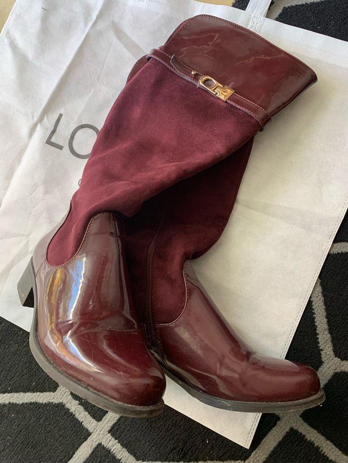 Bottes vernis et velours bordeaux 40 - photo numéro 8