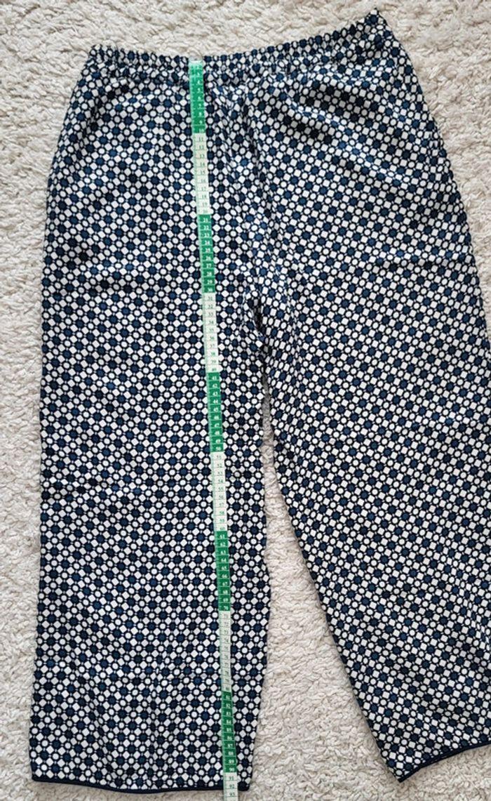 Pantalon large Zara à motifs marine/écru Taille M - photo numéro 8