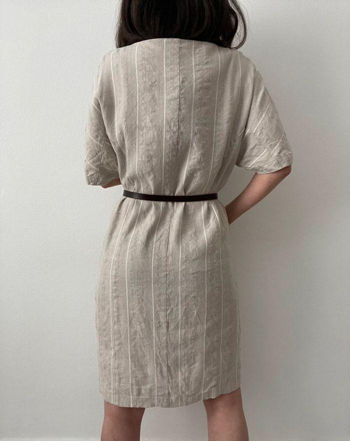 Robe mi longue beige effet rayure - photo numéro 10