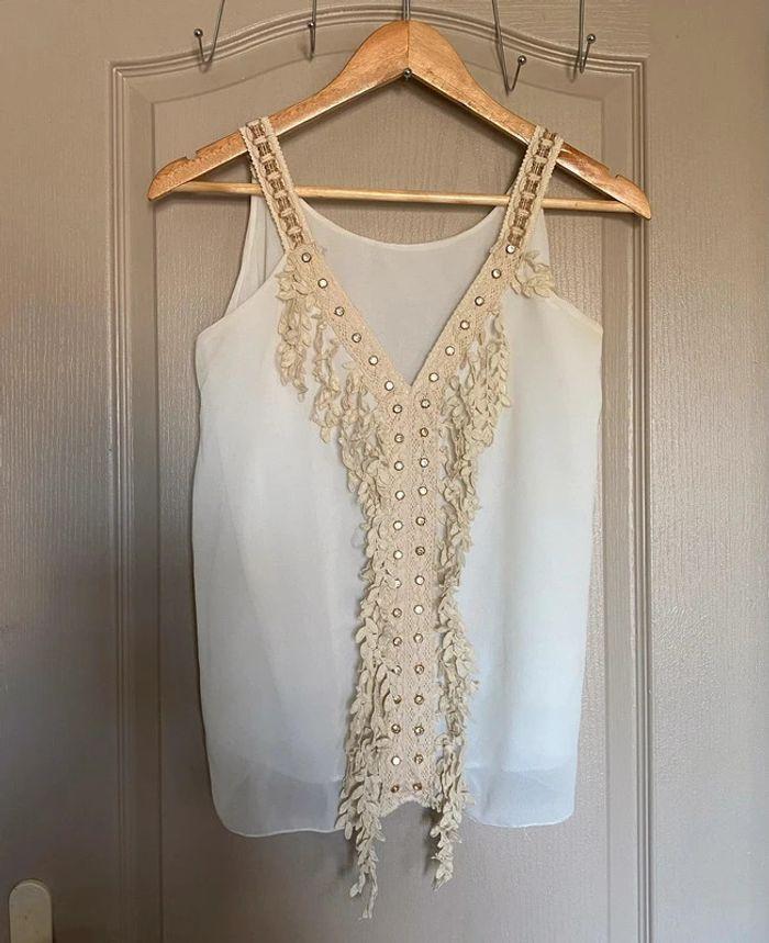 Top blanc et beige Taille S - photo numéro 1