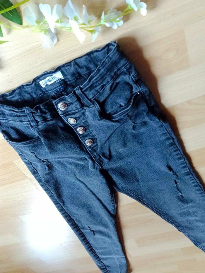 Jeans noir slim taille haute Fille 12 ans - photo numéro 3