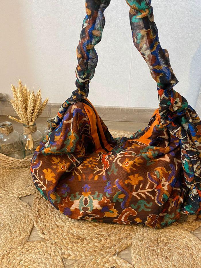 Sac à main fantaisie orange et marron - photo numéro 1