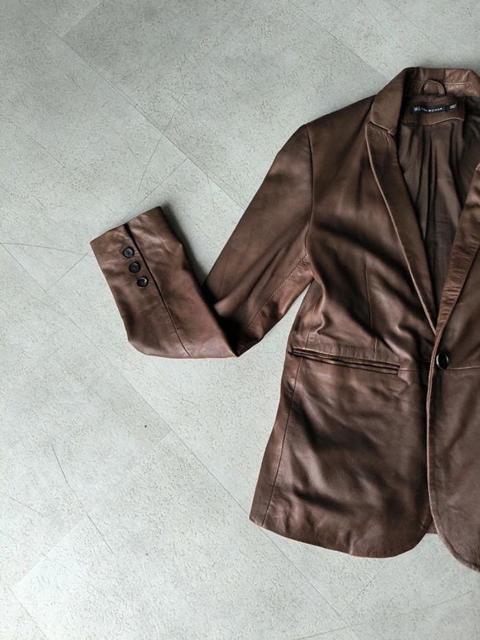 Veste simili cuir marron - photo numéro 2