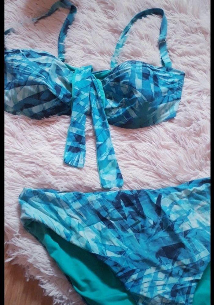 Maillot de bain 2 pièces bikini bleu turquoise - photo numéro 3